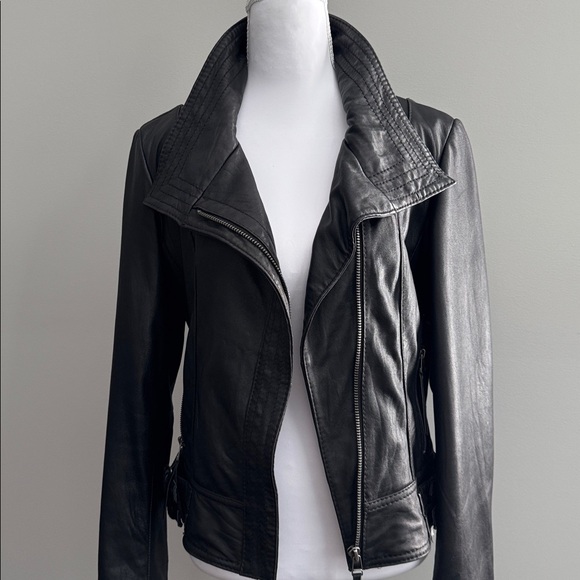 Michael Kors Black Moto Leather Jacket size S - Picture 5 of 13